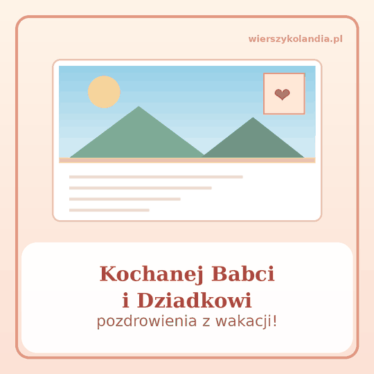 Pozdrowienia z wakacji dla babci i dziadka – grafika w formie pocztówki