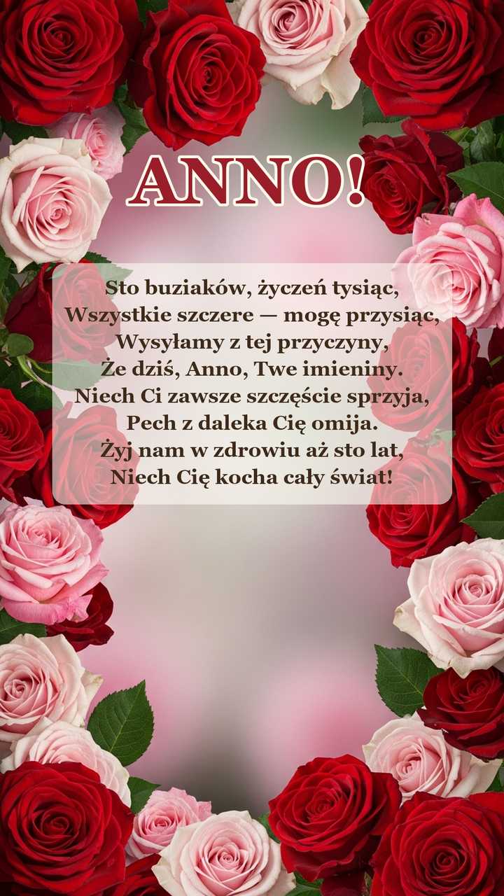 Życzenia imieninowe dla Anna
