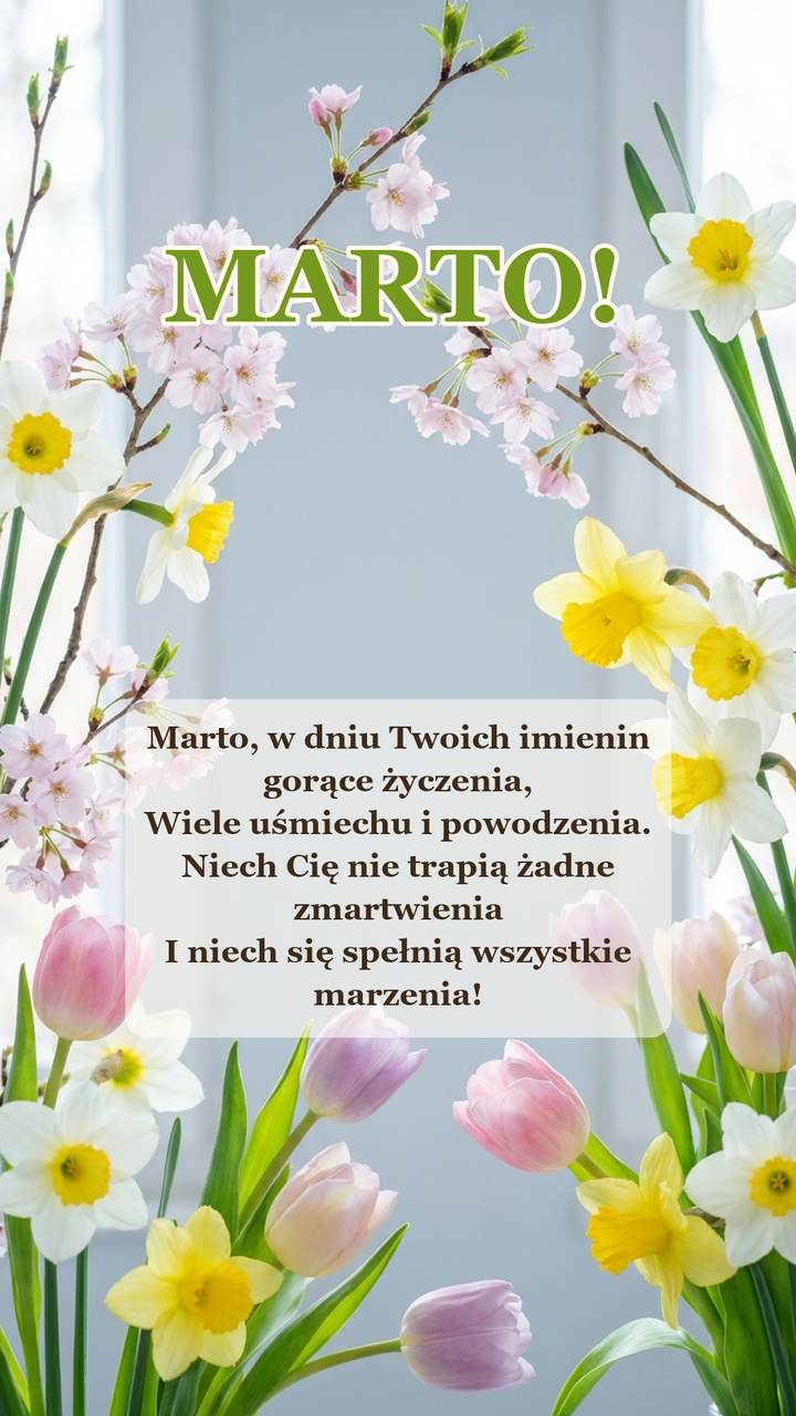 Życzenia imieninowe dla Marty – kartka na imieniny