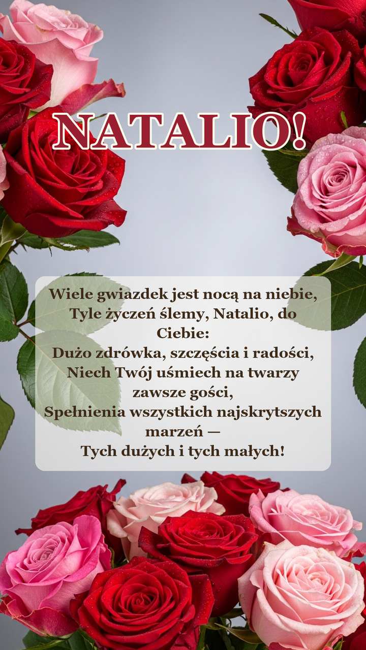 Życzenia imieninowe dla Natalii – kartka na imieniny