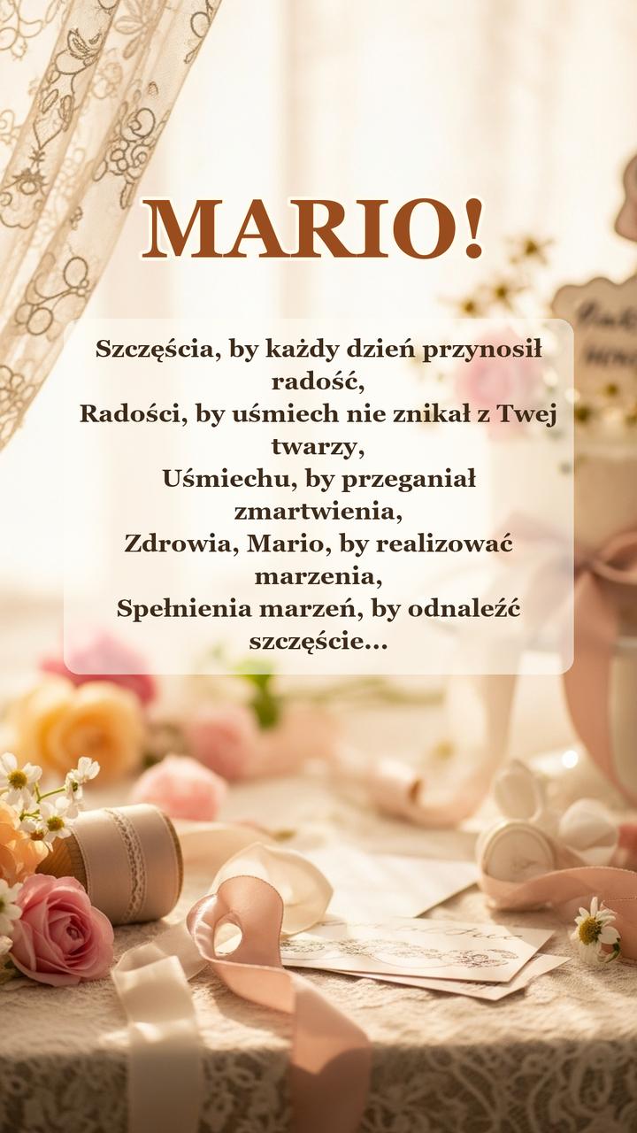 Kartka na imieniny Marii z wierszykiem do pobrania