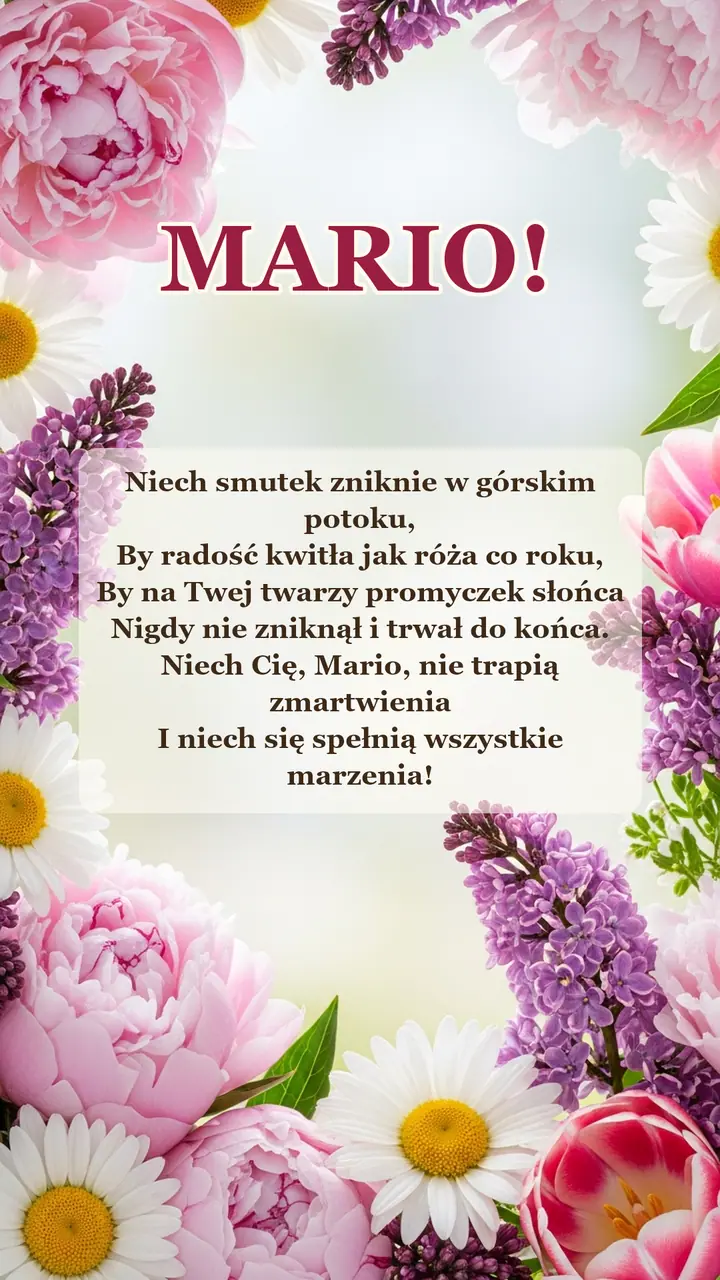 Życzenia imieninowe dla Marii – kartka na imieniny