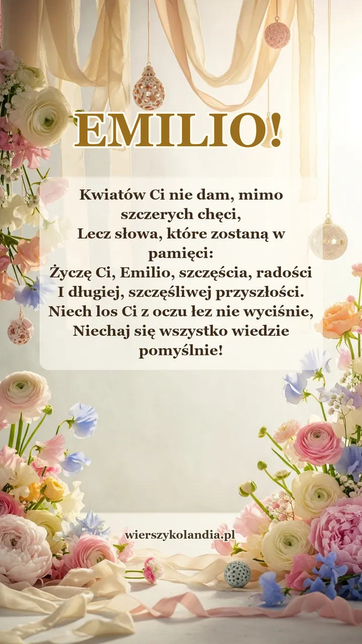 Życzenia imieninowe dla Emilii – kartka na imieniny