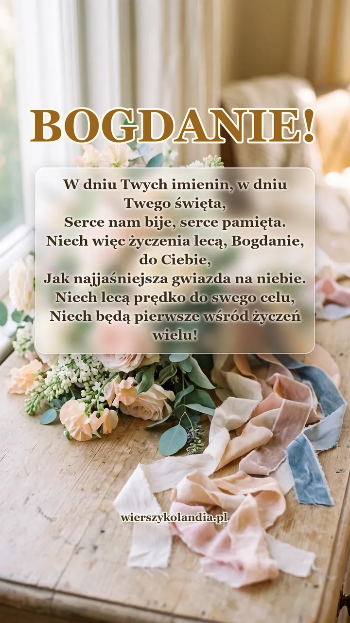 Kartka na imieniny Bogdana z wierszykiem i życzeniami do pobrania