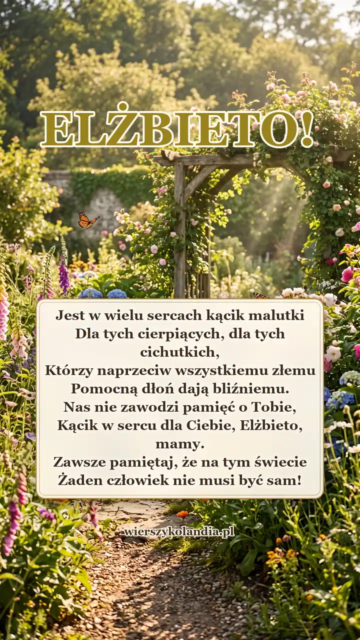 Kartka na imieniny Elżbiety z wierszykiem i życzeniami do pobrania