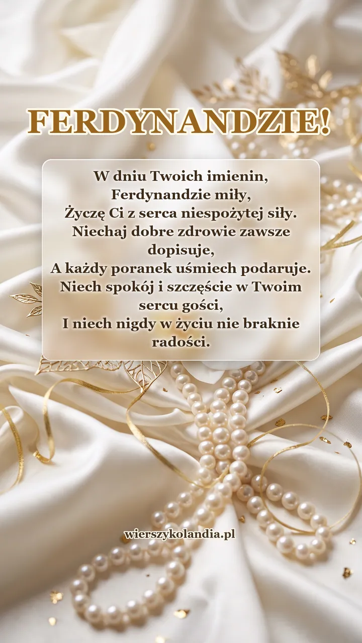 Kartka na imieniny Ferdynanda z wierszykiem i życzeniami do pobrania
