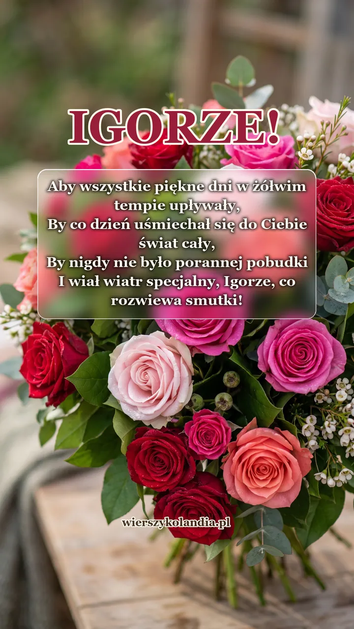 Kartka na imieniny Igora z wierszykiem i życzeniami do pobrania