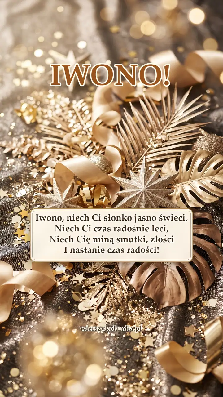 Kartka na imieniny Iwony z wierszykiem i życzeniami do pobrania