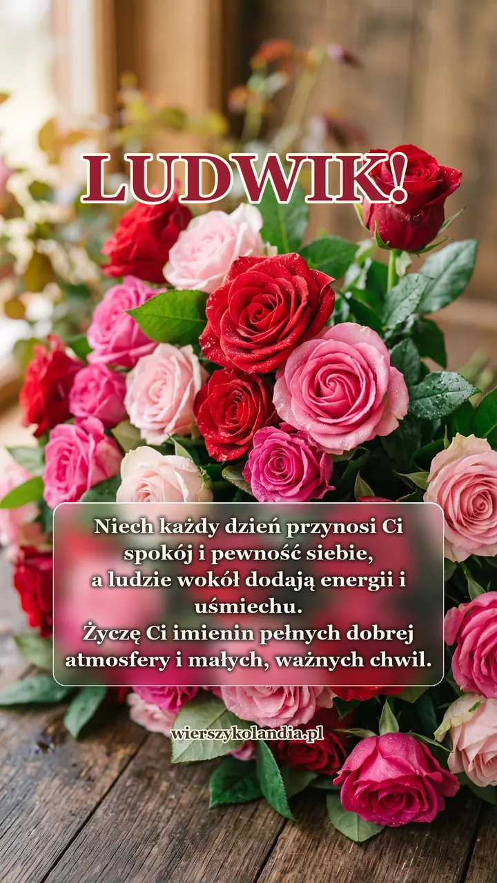 Kartka na imieniny Ludwika z wierszykiem i życzeniami do pobrania