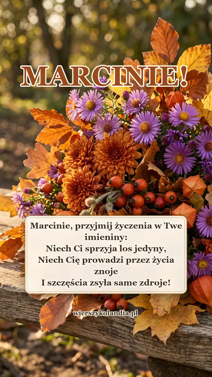 Kartka na imieniny Marcina z wierszykiem i życzeniami do pobrania