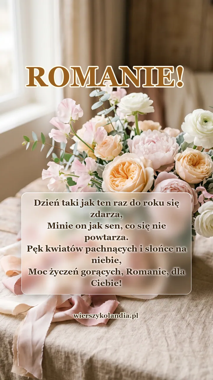 Kartka na imieniny Romana z wierszykiem i życzeniami do pobrania