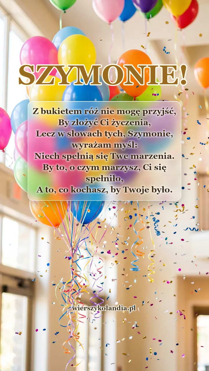Kartka na imieniny Szymona z wierszykiem i życzeniami do pobrania